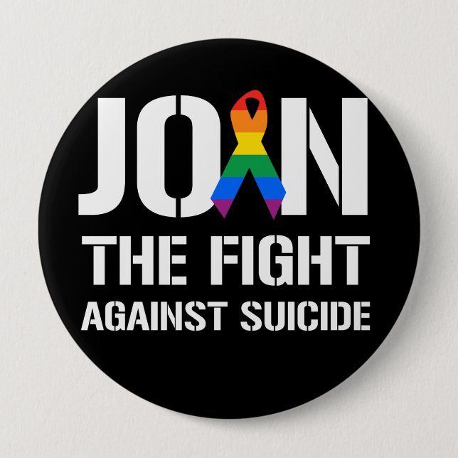 Macaron Rond 10 Cm Joignez le combat contre le suicide de LGBT (Devant)