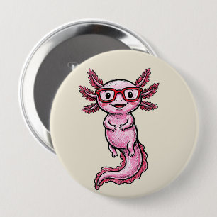 Macaron Rond 10 Cm Joli Axolotl Rose Épinglette - Lunettes Drôles Mon