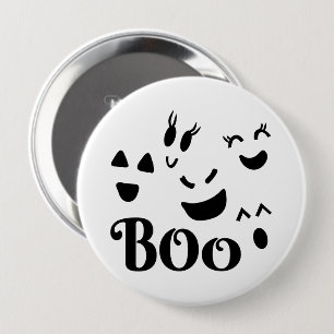 Macaron Rond 10 Cm Joli fantôme Halloween noir et blanc BOO