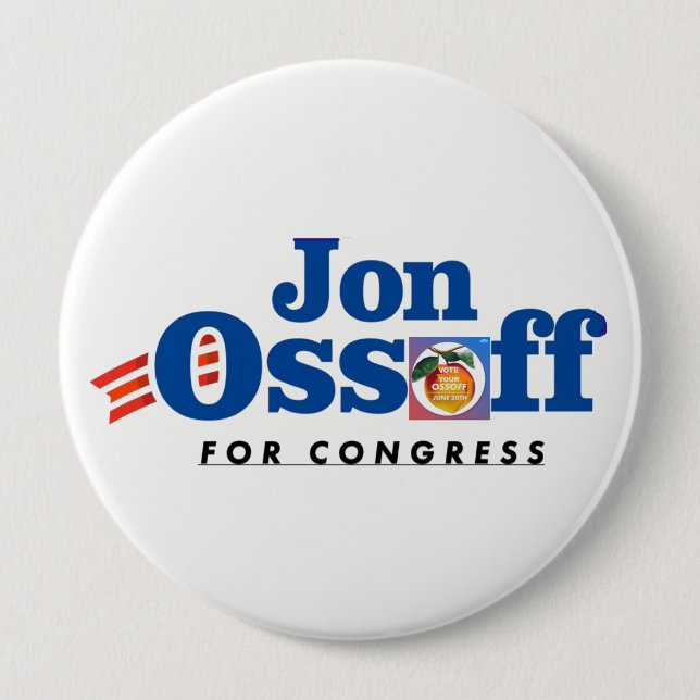 Macaron Rond 10 Cm Jon Ossoff pour le #VoteYourOssoff de bouton du (Devant)
