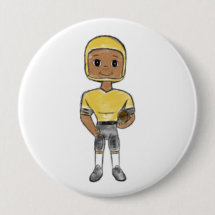 Macaron Rond 10 Cm joueur de football vintage rétro noir jaune simple