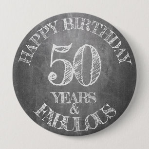 Macaron Rond 10 Cm Joyeux Anniversaire - 50 Ans & Fabuleux
