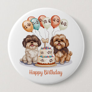 Macaron Rond 10 Cm Joyeux anniversaire Chih Tzu Chiens Anniversaire G