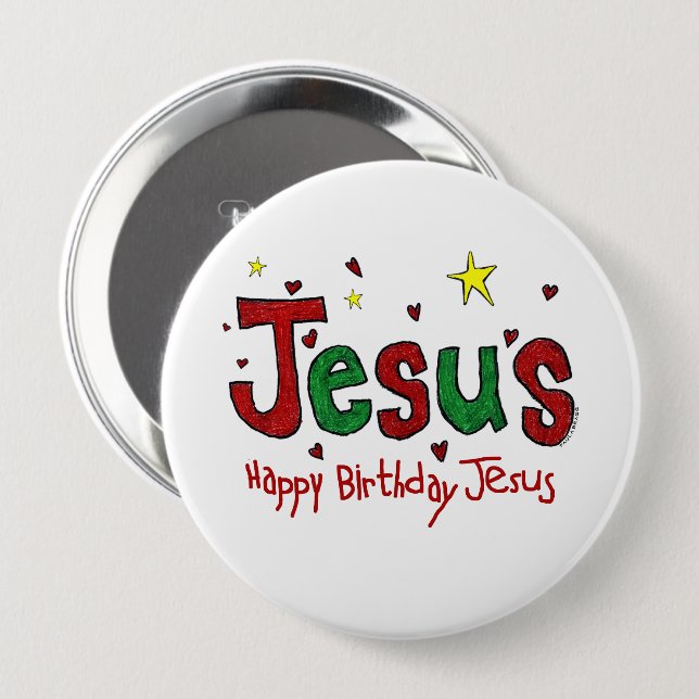 Macaron Rond 10 Cm Joyeux anniversaire Jésus (Devant & derrière)