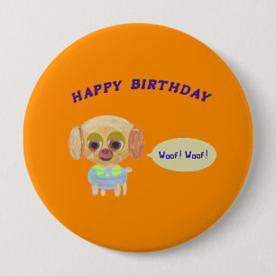 Macaron Rond 10 Cm Joyeux anniversaire Orange
