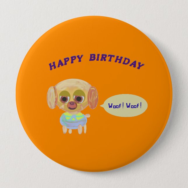 Macaron Rond 10 Cm Joyeux anniversaire Orange (Devant)