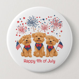 Macaron Rond 10 Cm Joyeux Chiens 4 juillet Yorkie