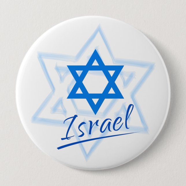 Macaron Rond 10 Cm Joyeux Israel Independence Day Blue Star de David (Devant)