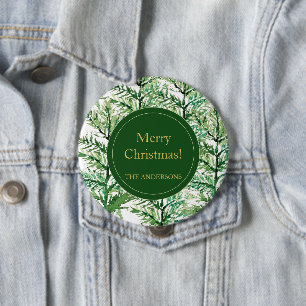 Macaron Rond 10 Cm Joyeux Noël aquarelle Art Tree personnalisé