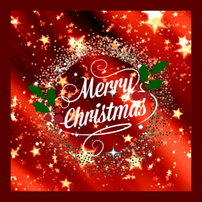 Macaron Rond 10 Cm Joyeux Noël pétillant et parties scintillant (Créateur téléchargé)