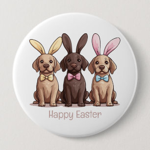 Macaron Rond 10 Cm Joyeux Pâques Labrador Retriever Chiens Bunny Ears