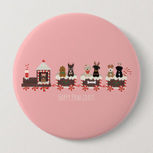 Macaron Rond 10 Cm Joyeux Pawlidays Chien Noël Train de vacances