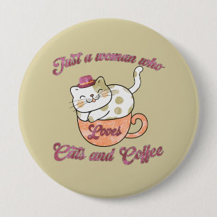 Macaron Rond 10 Cm Juste une femme qui aime les chats et le café