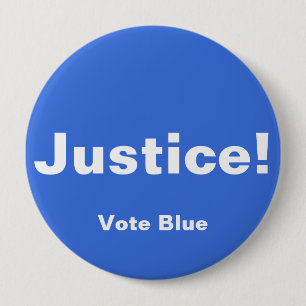 Macaron Rond 10 Cm Justice ! Bouton, Bouton VOTE BLEU
