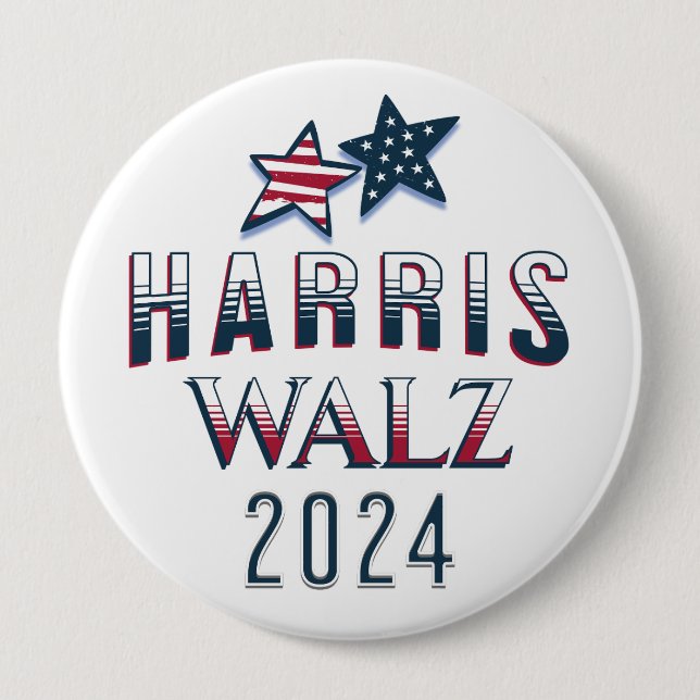 Macaron Rond 10 Cm Kamala Harris et Tim Walz 2024 (Devant)