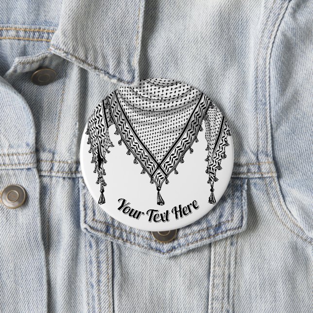 Macaron Rond 10 Cm Keffiyeh Écharpe palestinienne tissu traditionnel (En situation)