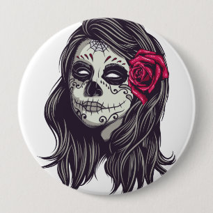 Macaron Rond 10 Cm La Catrina - Dia De Los Muertos