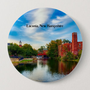 Macaron Rond 10 Cm Laconia, New Hampshire, paysage pittoresque
