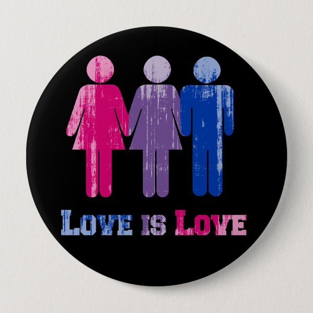 Macaron Rond 10 Cm L'amour bisexuel est l'amour distressed.png (Devant)