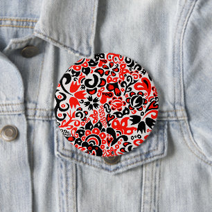 Macaron Rond 10 Cm L'art populaire ukrainien motif floral abstact