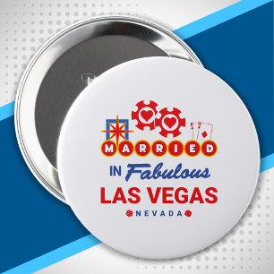 Macaron Rond 10 Cm Las Vegas Mariage - Couple Marié À Vegas