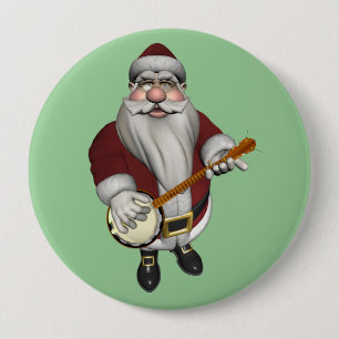 Macaron Rond 10 Cm Le Père Noël Jouant au banjo