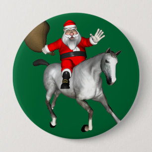 Macaron Rond 10 Cm Le Père Noël Monte Un Cheval Gris