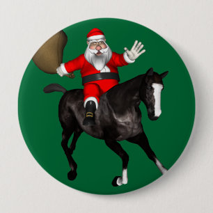 Macaron Rond 10 Cm Le Père Noël Monte Un Cheval Noir