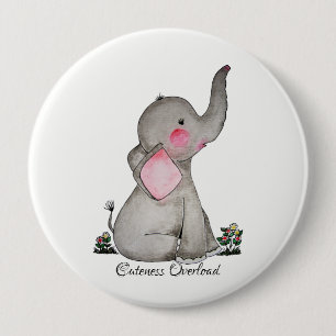 Macaron Rond 10 Cm L'éléphant mignon de bébé d'aquarelle avec