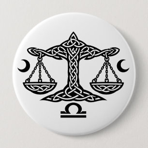 Macaron Rond 10 Cm Libra Sceau de la Lune Celtique   Encre BurnsInHel