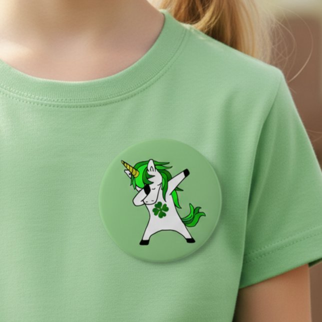 Macaron Rond 10 Cm Licorne verte Dabbing Fête de la Saint-Patrick Trè (Créateur téléchargé)