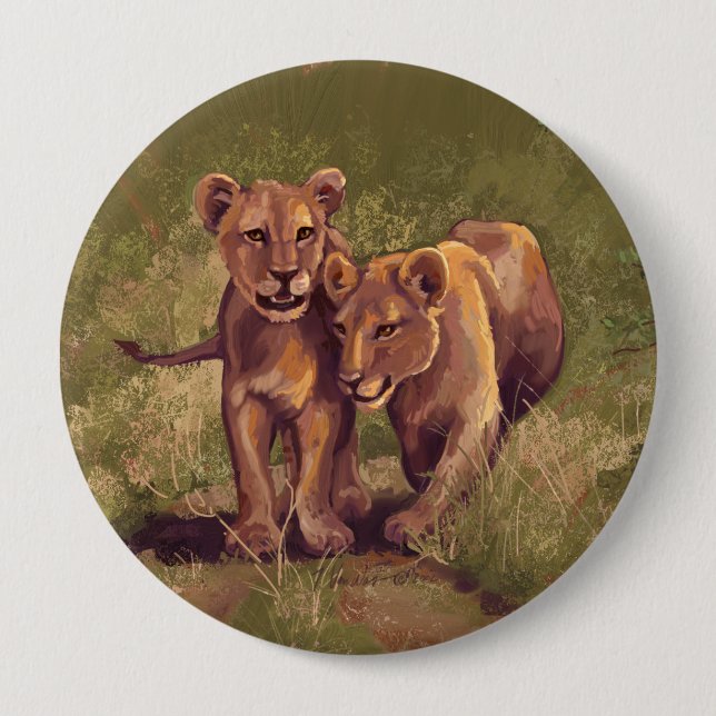 Macaron Rond 10 Cm Lion Cubs (Devant)
