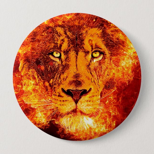 Macaron Rond 10 Cm Lion flamboyant grand (Devant)