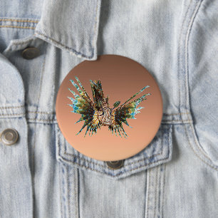 Macaron Rond 10 Cm Lionfish - Conception Abstraite - Découpé d'une ph