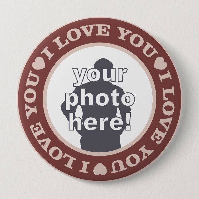 Macaron Rond 10 Cm LOVE with YUR PHOTO custom button (énorme) (Devant)