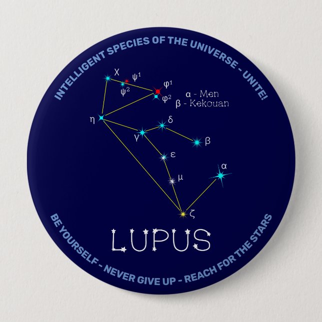 Macaron Rond 10 Cm Lupus de constellation de l'hémisphère sud (Devant)