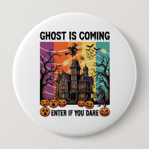 Macaron Rond 10 Cm Maison Hantée Halloween Fantôme Arrive Pompe à Sor