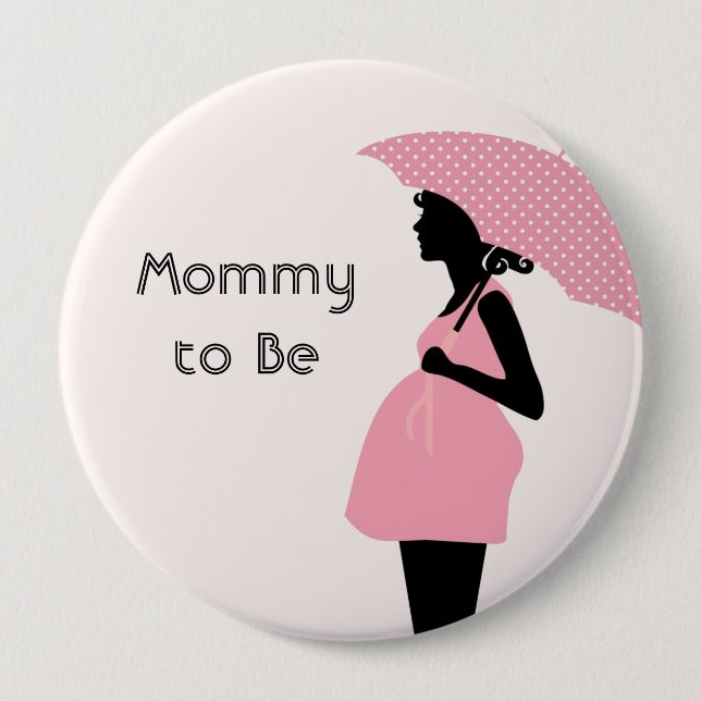 Macaron Rond 10 Cm "Maman à être" bouton de baby shower (Devant)