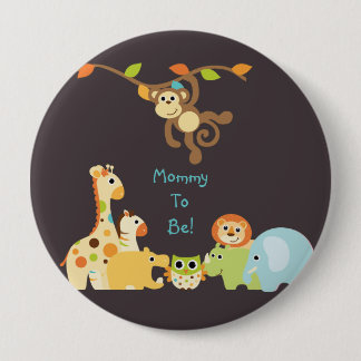 Macaron Rond 10 Cm Maman personnalisée bleue de safari de jungle à