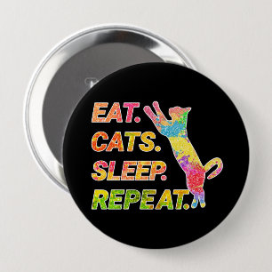 Macaron Rond 10 Cm Manger, Dormir, Chats, Répéter - Amoureux des chat