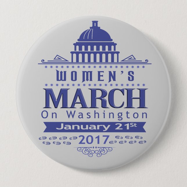 Macaron Rond 10 Cm Mars de million de femmes sur le Pin de bouton de (Devant)