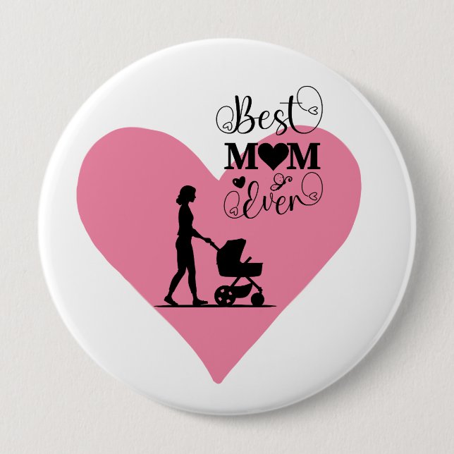 Macaron Rond 10 Cm "Meilleure maman jamais - Moments de coeur" (Devant)