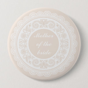 Macaron Rond 10 Cm Mère de dentelle de Champagne de l'insigne de Pin