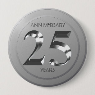 Macaron Rond 10 Cm Metallic Silver 25th Wedding anniversary