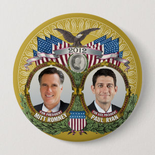 Macaron Rond 10 Cm Mitt Romney Paul Ryan Photo