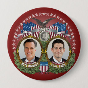 Macaron Rond 10 Cm Mitt Romney Paul Ryan Photo