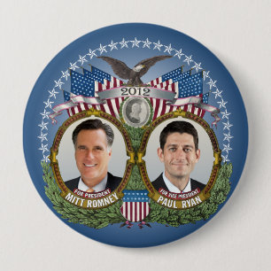 Macaron Rond 10 Cm Mitt Romney Paul Ryan Photo