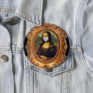 Macaron Rond 10 Cm Mona lisa dans un masque chirurgical leonardo da V