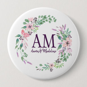 Macaron Rond 10 Cm Monogramme floral personnalisé Fraisage de printem