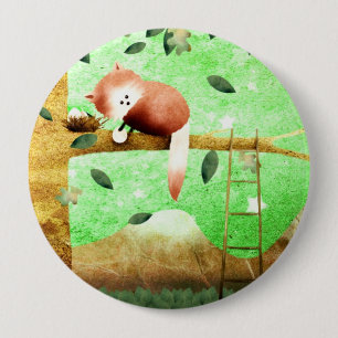 Macaron Rond 10 Cm Montagne de panda rouge - insigne de bouton